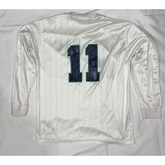 80s/90s Adidas Le Havre Athletic Club #11 White Pin Striped Jersey Sz L - Picture 2 of 10